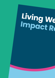 Image of the cover of the enter and view report, it's blue with the title in white text