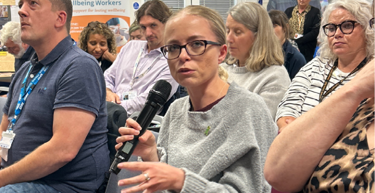 Person with lived experience of mental health speaking at the Mental Health Partnership Board